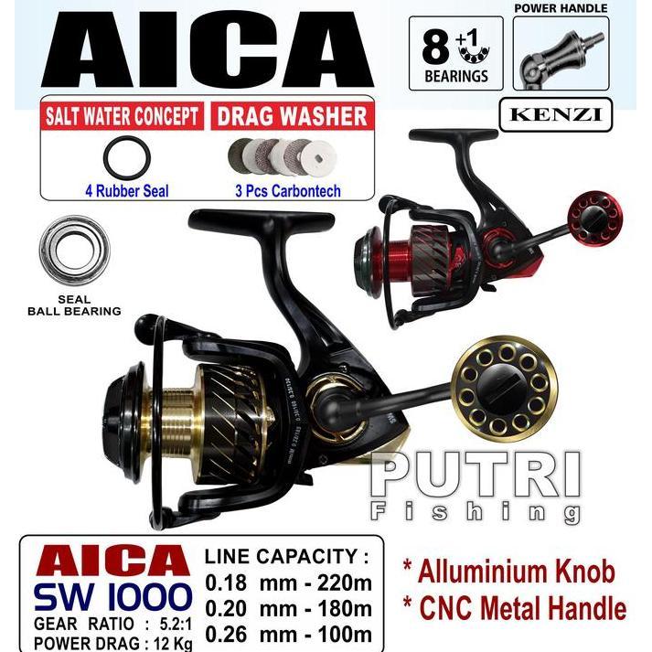 BEBAS ONGKIR - REEL KENZI AICA SW 1000 2000 3000 SPINNING