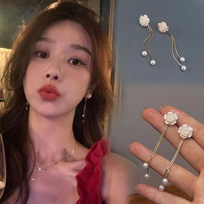 Yarra Anting Imitasi Korea Wanita Giwang Model Bunga Rumbai Mutiara Pearl Aksesoris Perhiasan Ant117