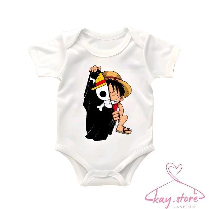 DE184 >> BAJU BAYI ONEPIECE LUFFY | JUMPER BAYI CARTOON KIDS | KAOS BAYI / JUMPSUIT KIDS / BODYSUIT 