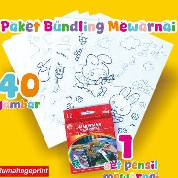 Murah  Paket Bundling Mewarnai 40 Gambar + 1 Set Pensil Warna