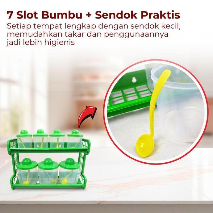 [AFF15] Kitchen Set Tempat Bumbu 7 in 1 Pastela WARNA RANDOM | Rak Dapur Multifungsi dengan 7 Toples