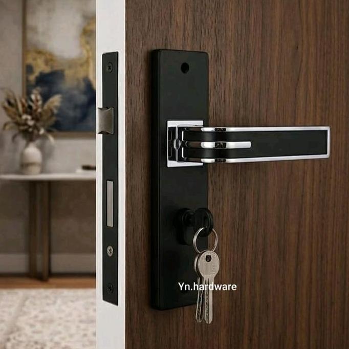 Handle Pintu Rumah Set Kunci Lengkap Hitam List Ukuran Besar 25 Cm Dan Tanggung 20 Cm / Handle Pintu