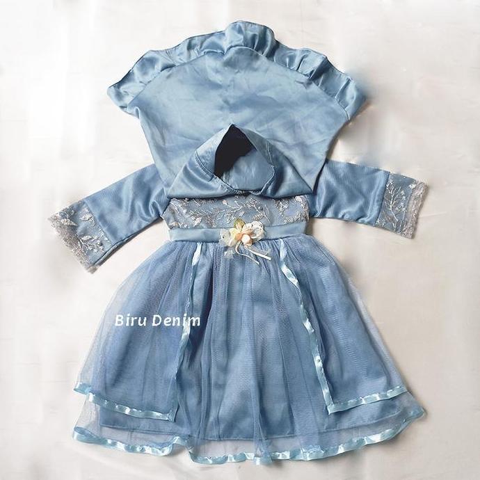 Baju Gamis Denim Anak Perempuan 1 2 Tahun Impor 2025 Baju Muslim Warna Biru Denim Dress Muslimah Bay