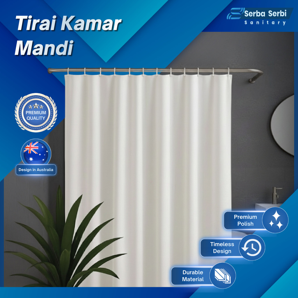 Serba Serbi Sanitary Tirai Kamar Mandi Anti Air Gorder Shower Curtain Bahan Polyester Water Resistan