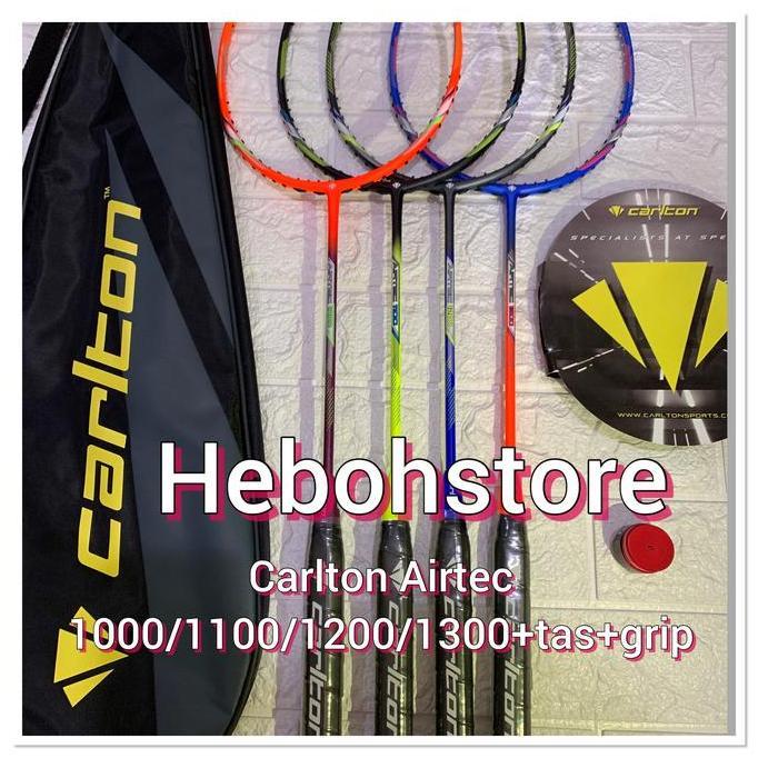 mercusuar.cv Raket Badminton CARLTON AIRTEC 1000/1100/1200/1300+grip+tas ORIGINAL Diskon