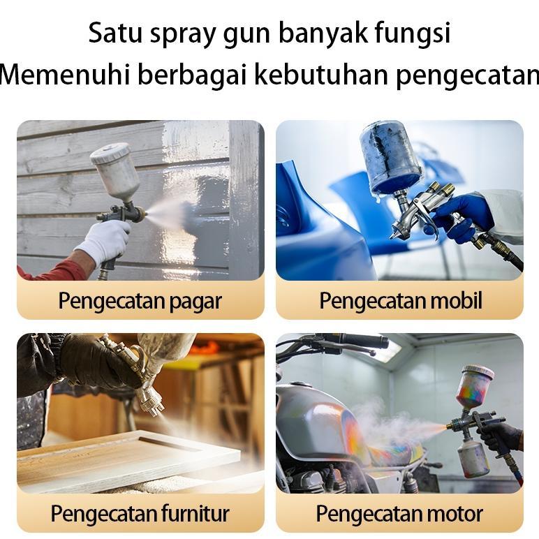 (Ram Lanc) CHIGE H-827 HVLP Spray Gun 600ml Plastik Alat Semprot Cat Spraygun Tabung Atas