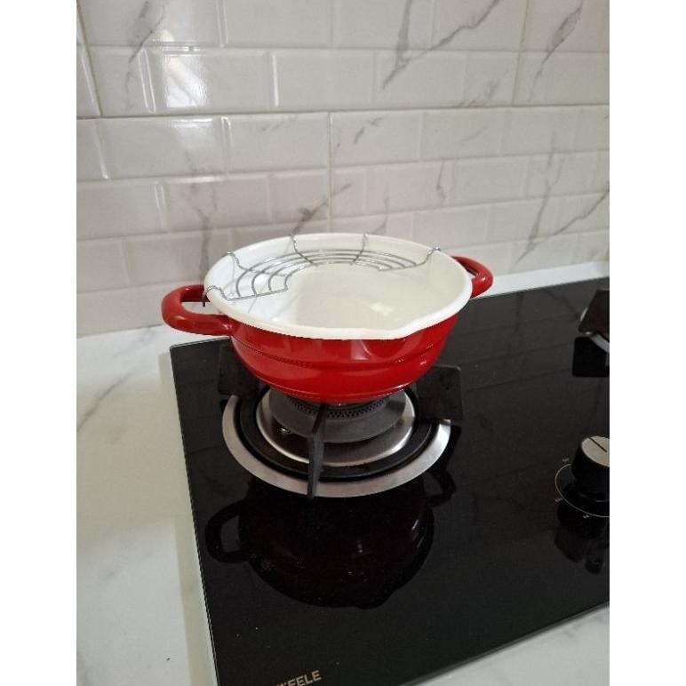 NEW Panci Enamel Tempura Nabe Merah Tebal 20cm [terbaik][terlaris]