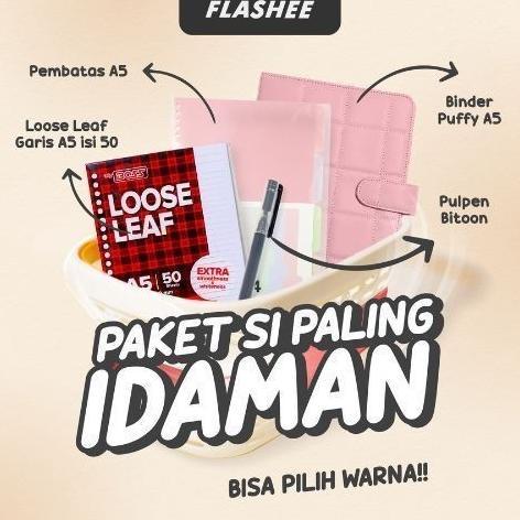 Flashee Paket Binder Puffy 4in1 Binder Kuliah Dan Sekolah Sudah Termasuk Isi Binder