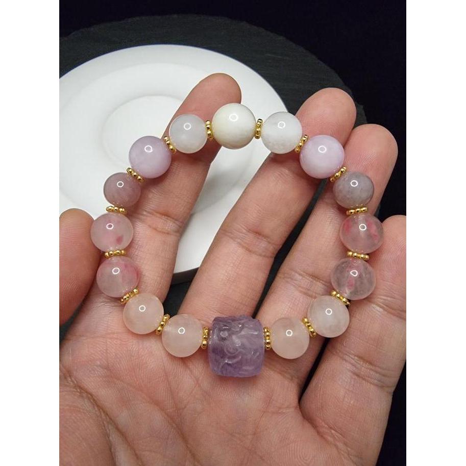 Gelang Batu Mix Crystal Quartz Full Natural Bead 9 Tails Fox HQ 10-12mm F1460