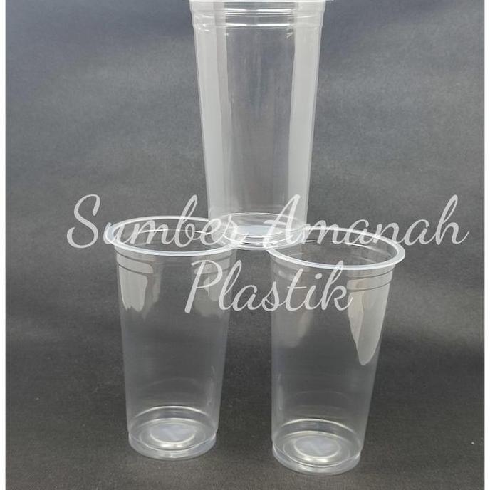 Gelas Plastik 22 oz / Cup Plastik 22oz  1roll@50pcs Gelas Datar kelulusan