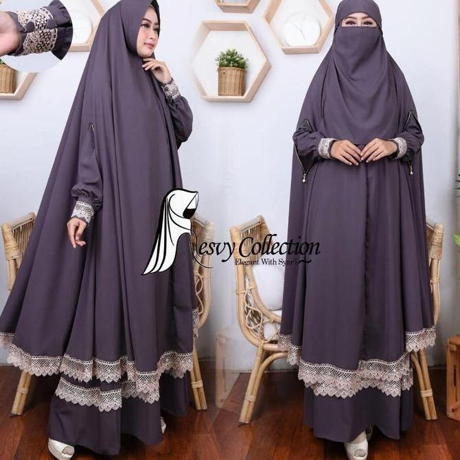 Khza- Alya Set Full Lengkap+ Cadar Resvy Collection Gamis Meh Elegant