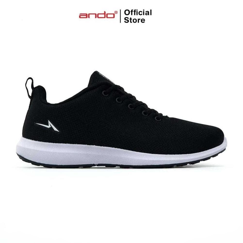 Awet Sepatu Ando Tali I Sepatu Ando Sekolah I Sepatu Ando Hitam Polos & Hitam Putih L Sepatu Sneaker