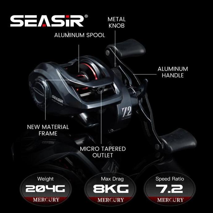 Mano- Seasir Black Arrow Joran Pancing 1 Set + Seasir Mercury Black Hitam Bc Casting Reel Pancing Um