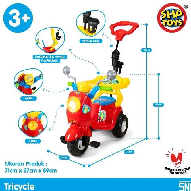 Toys- Sepeda Anak Roda 3 +Jagaan +Dorongan Besi M S Toys 7