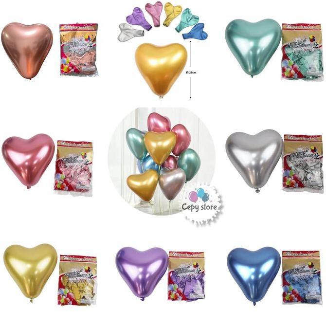 Balon Latex Metalik Chrome Love / Latex Love Chrome 12 inch (50pcs)