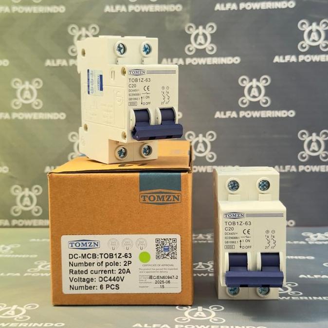 TOMZN 2P DC 440V MCB 20A - TOMZN19 TOMZN 2P DC 440V MCB 40A - TOMZN22 TOMZN 2P DC 440V MCB 16A - TOM