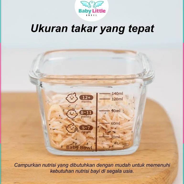 BESTPROMO Peralatan Makan Bayi Tempat MPASI Anti Tumpah Tempat Makan Bayi Kontainer Kaca Wadah Snack