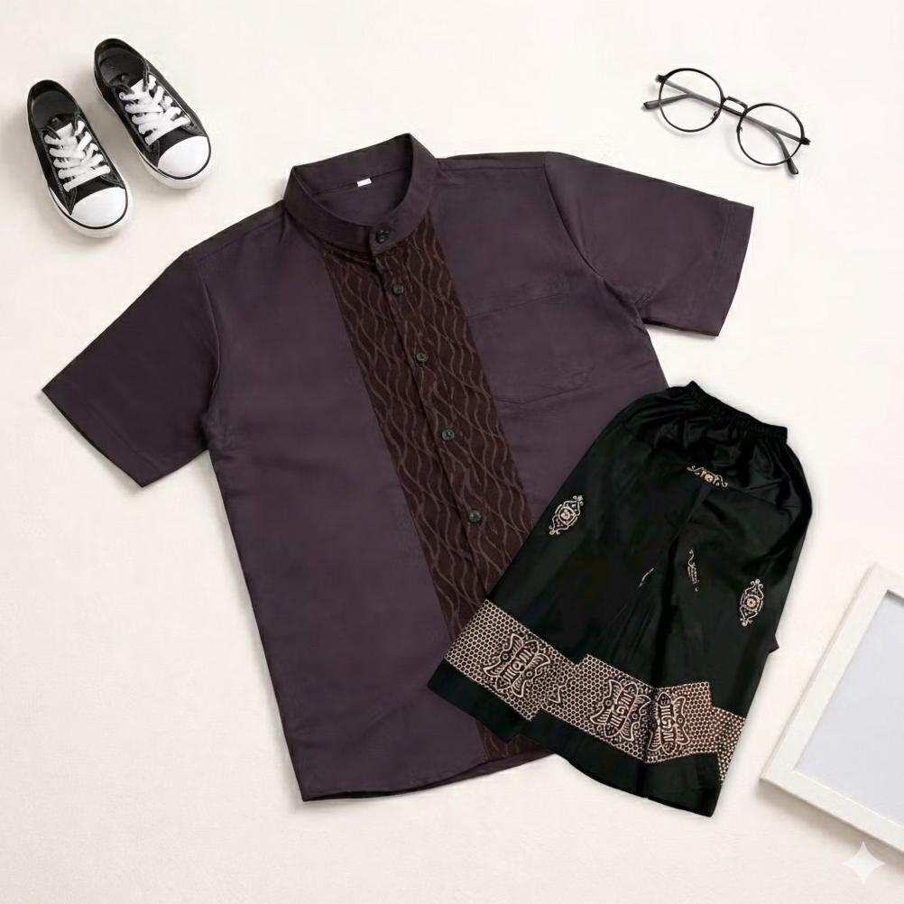 terbaru koko anak sultan premium set celana sarung batik - baju koko kurta anak laki laki elegant wa
