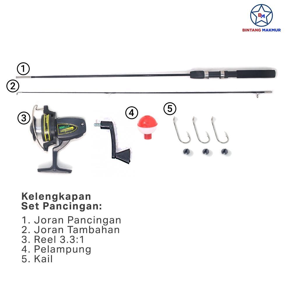Set Pancingan Lengkap Reel Joran Pancing Antena Serat Karbon 160 CM