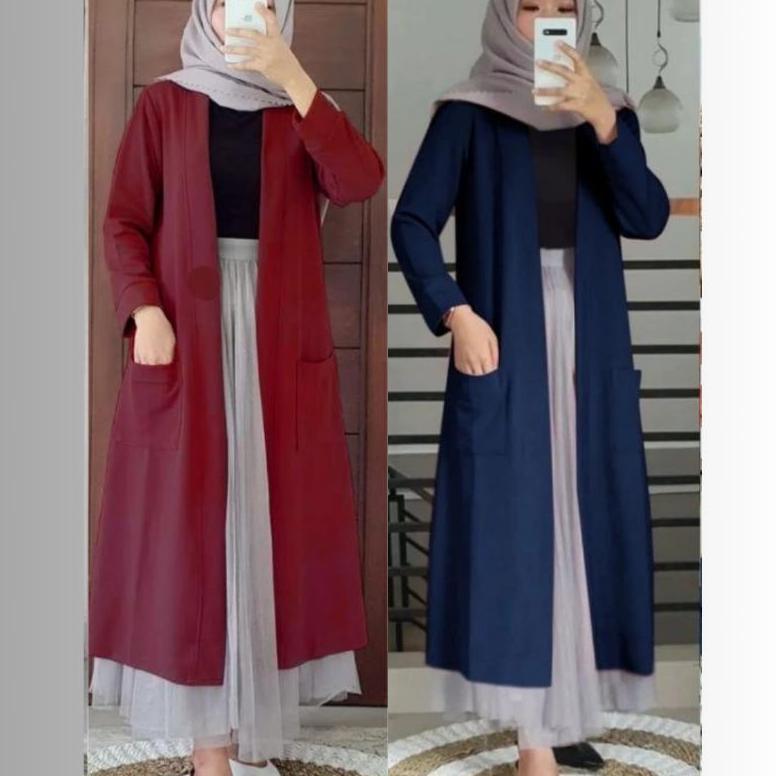 TERLARIS OUTER BLAZER PANJANG WANITA MUSLIMAH KEKINIAN TERBARU (BLAZER)/ LONG CARDIGAN WANITA BAHAN 