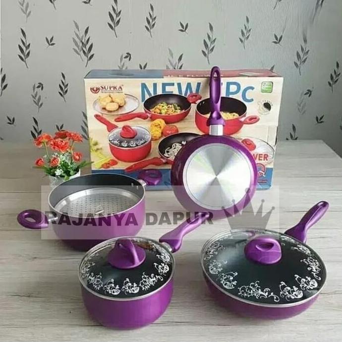 Panci set teflon supra rosemary 7pcs - panci stainless set supra 7pcs