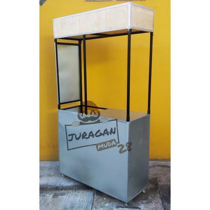 Terlaris Stand Booth / Gerobak Kebab Roti Bakar Martabak Cilok Bakso + Roda