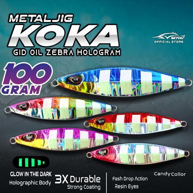Metal Jig 100 Gram SKYVIU KOKA GID ZEBRA MINYAK 100g Umpan Pancing Laut 10grm Umpan Metaljig 100gr B