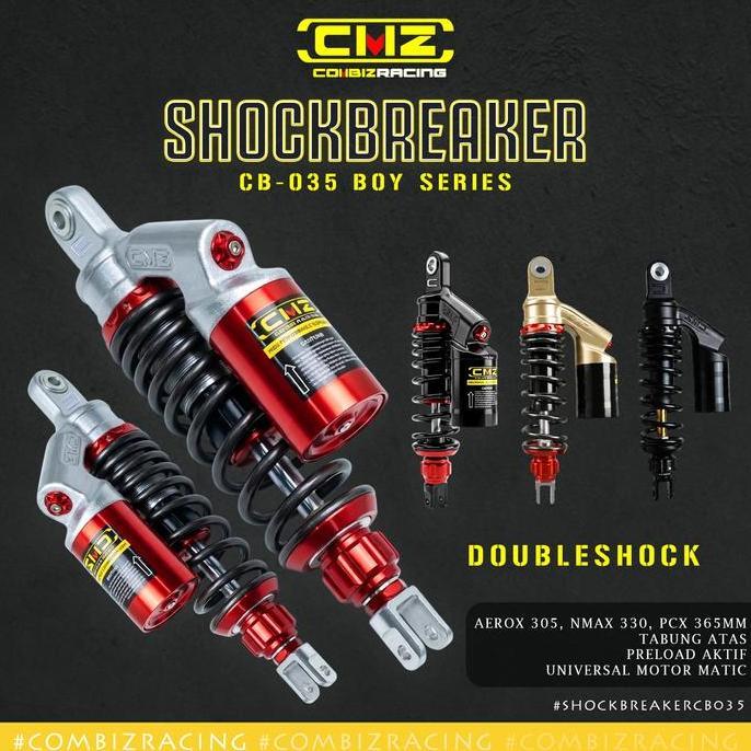 BEBAS ONGKIR - Shockbreaker CMZ RACING CB-035 EVO Dual Shock Tabung Atas 305MM 330MM 365MM Aerox NMA