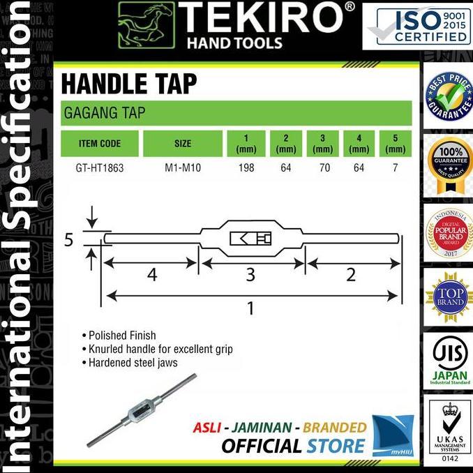 Gagang Tap M1-M10 Pembuat Drat Putar Manual / Tap Handle TEKIRO
