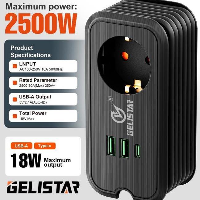 Cbl011 Cable 3M 2W Stop Gulung 18W Power Soet Usb Charger Kabel Saklar Independen Colokan Listrik 2 
