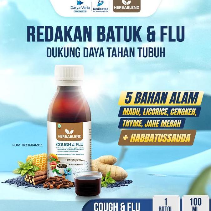 Herbablend Cough & Flu (1 botol x 100 ml) Suplemen Kesehatan Habbatussauda | obat batuk herbal | oba