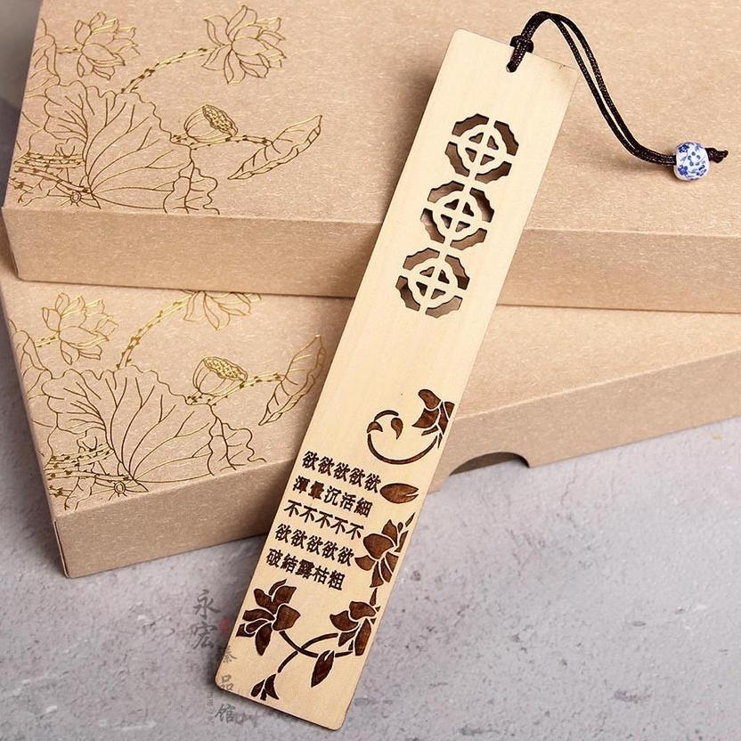 Pembatas Buku kayu Bookmark Kayu Gaya Cina Souvenir Gift Hadiah Alat Tulis Penanda Buku Gaya Cina