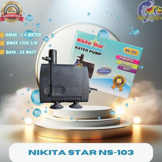 Nikita Star NS-103 Pompa Celup Aquarium HMAX 1.6 Meter QMAX 1200 L/H Daya 25 Watt Mesin Pompa Akuari
