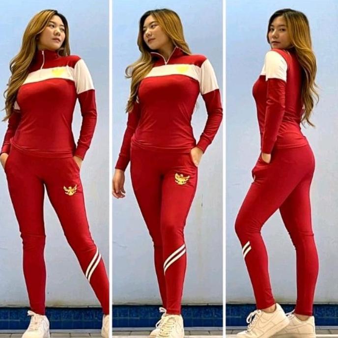 Setelan Agustusan Official merah putih untuk senam  gym fitness zumba Set Wanita Sport KS