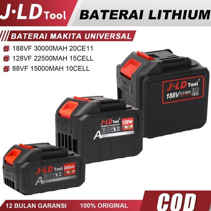 JLD Baterai Bor Cordless LXT Makita Lithium Kapasitas Tinggi 88VF untuk Impact/Gerinda JLD, Xenon, N