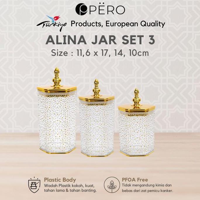 [Maksan] Pero Alina Jar Set 3 / Toples Plastik Set Of 3 / Wadah Plastik Set Of 3