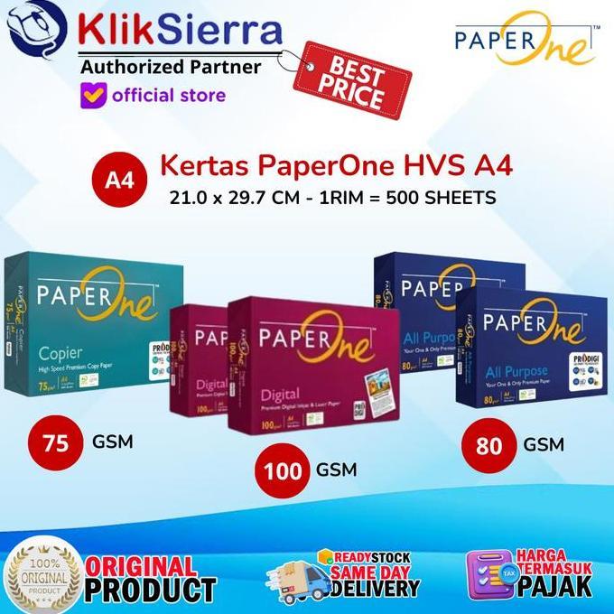 DS254 - PaperOne A4-75gr | A4-80gr | A4-100gr - Copier Paper Kertas HVS A4 Putih Polos with ProDigi 