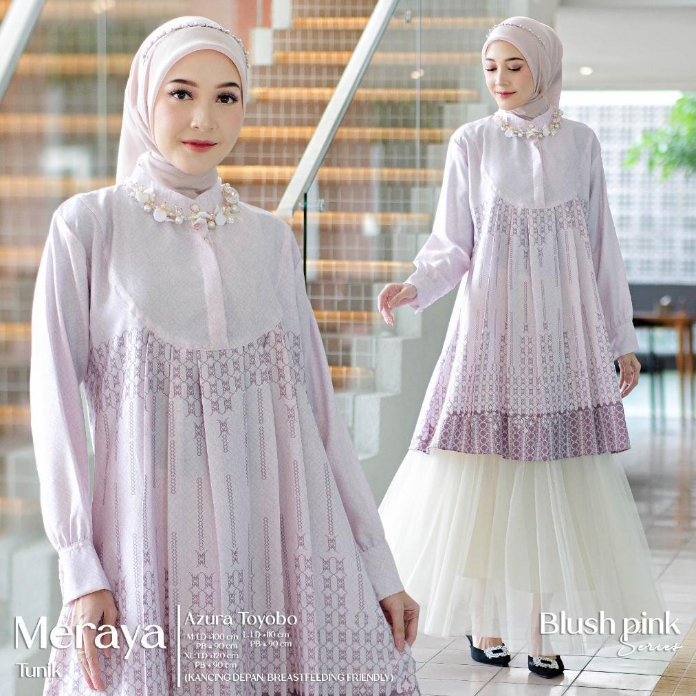 100% AMAN Setulus Signature Meraya Tunik Atasan Wanita Azura Toyobo Motif Batik