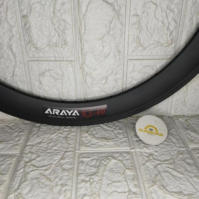Rims Velg 20 Plus 451 ARAYA KS40 Rim 20x1 3/8 Sepeda Lipat Seli Double Wall 4cm V Dan U Brake Lubang