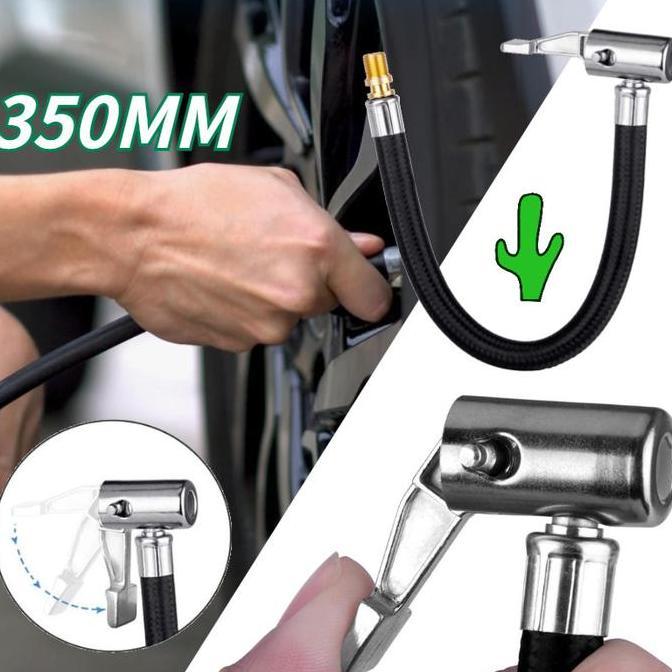 RGPOTZ 35CM Selang Extension Pompa Angin Sambungan Selang Pompa Ban Dengan Klip Untuk Mobil Motor