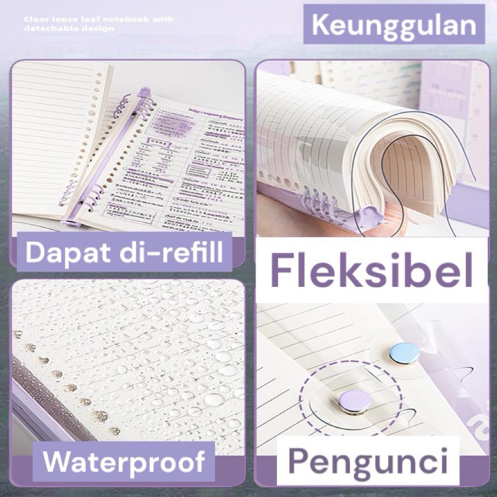 Limited Ponmall- Binder Aesthetic A5 / B5 Binder Pvc Transparan Aesthetic Tidak Termasuk Isi Noteboo