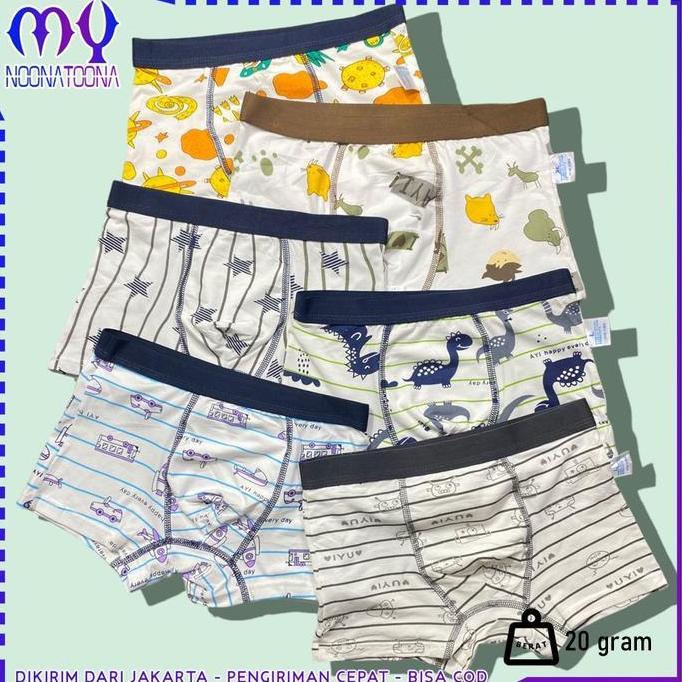 AQZEVUN MYNOONA Celana Dalam Boxer Anak Motif Dino Kartun 6769 Sempak Anak Bahan Katun
