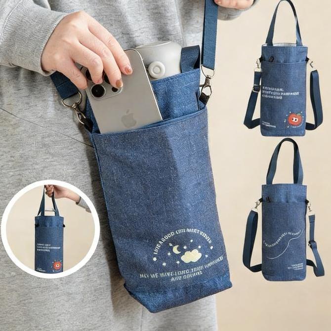 SYLVETI Tas Selempang Olahraga Pria Wanita/Tas Botol Minum Portabel/Tas Gym Tali Tarik Untuk Lari & 
