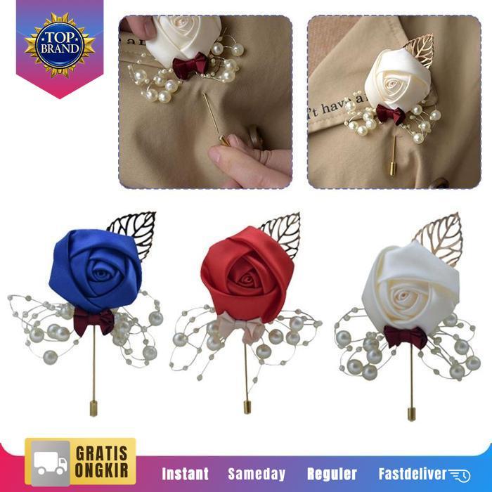 Groom Flower Brooch Bros Bunga Jas Pria Wanita Corsage Jas Pengantin Pin Bunga Jas Bunga Jas