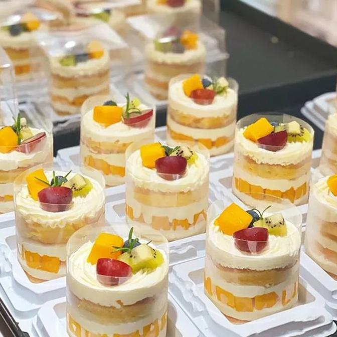 Kriuk- 10Pcs Tray Mika Kue Tart Box Dus Kotak Kue Potong Slice Cake