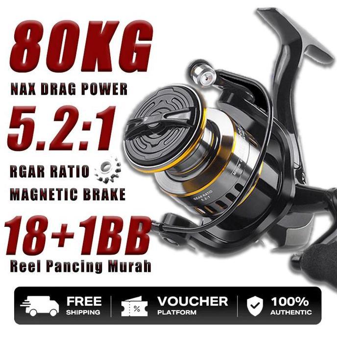Pamilavast - Reel Pancing HE500-7000 100kg Spinning Reel Spool Metal Aluminium Reel Pancing Murah fi