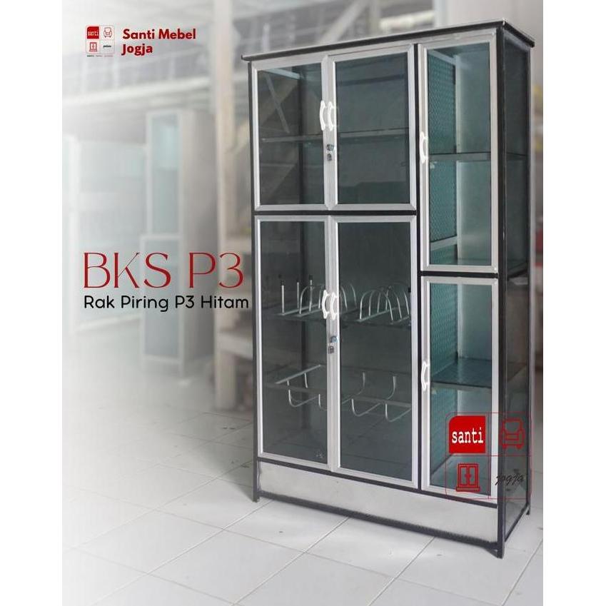 Lemari Dapur Rak Piring Aluminium 3 Pintu Hit Bks Tebal