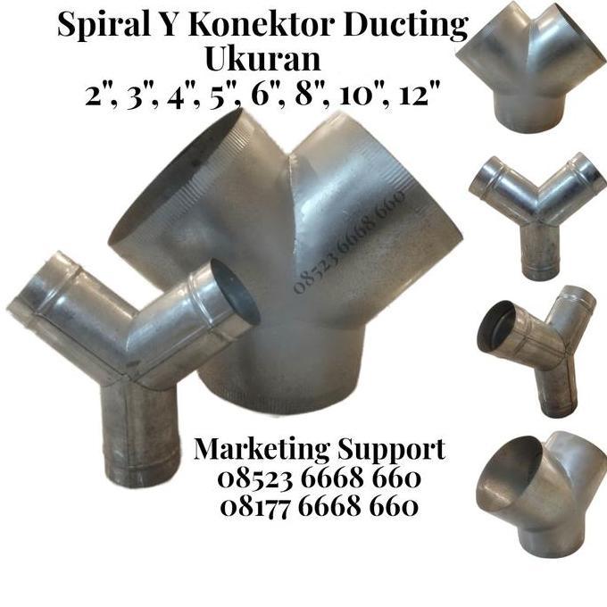 Sambungan Konektor Y Ducting Bulat Galvanis 12 Inch X 3 Lubang Diskon