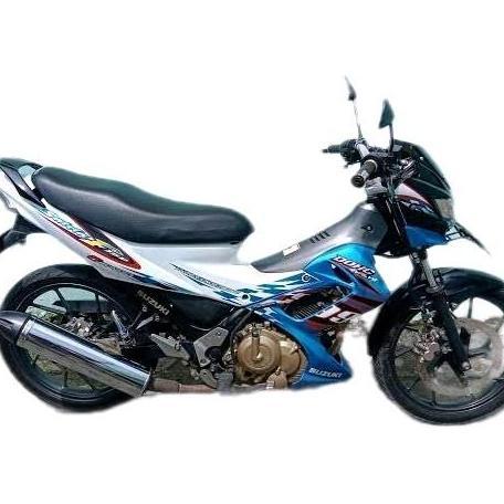 Set Striping Suzuki Satria Fu Barong 2012 Full Body Biru Putih Standar - Motorcycle