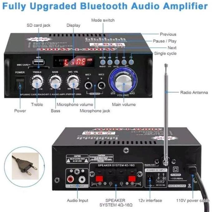 Nagaswara.Id - Ampli Bt-298A 300+300W Ampli Amplifier Bluetooth Audio Karaoke Home Theaster Bluetoot